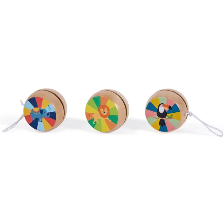 Yoyo de madera tradicional con diseño de animales