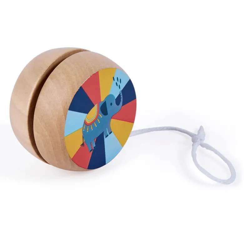 Yoyo de madera tradicional con diseño de animales